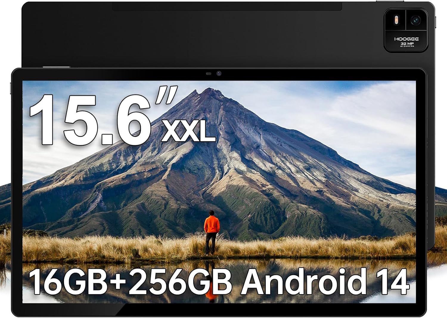 15.6 Inch Pro Tablet Android 14 Large Tablets 2025 Helio G99 Octa-Core 16GB+256GB, 1TB Expandable, 1080P 12000mAh 30W Fast Charge (Inches, 15.6, Black, 256, GB)