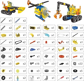 HOMETTER Building Toys for Age 5-12 Year Old Boys Gift, 6 in 1 Engineering Excavator Toys, Kids Stem Learning Toys Educational Building Kit (J-7769)