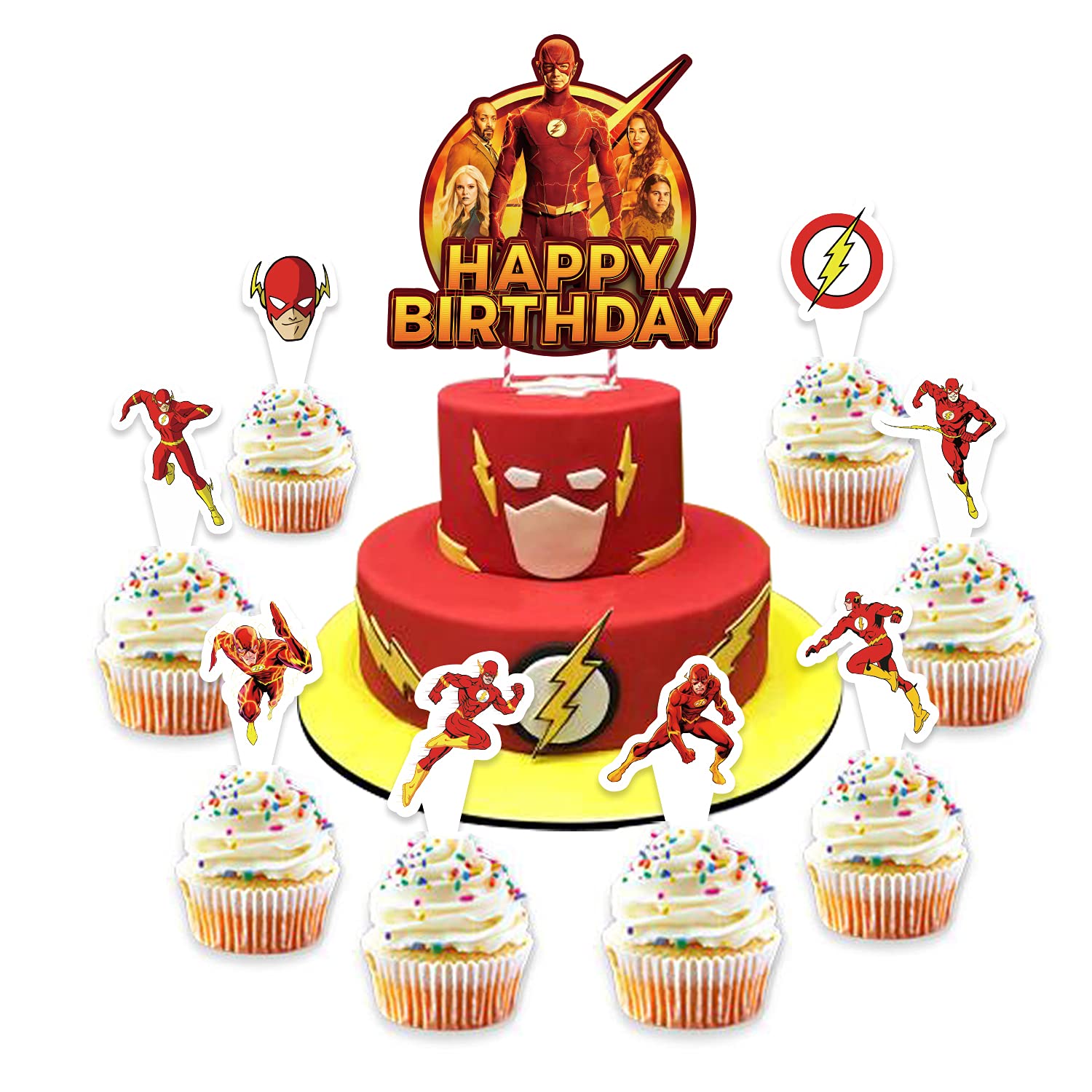 Buy Flash Birthday Party Supplies, 25 pc Flash Cupcake Decorations with