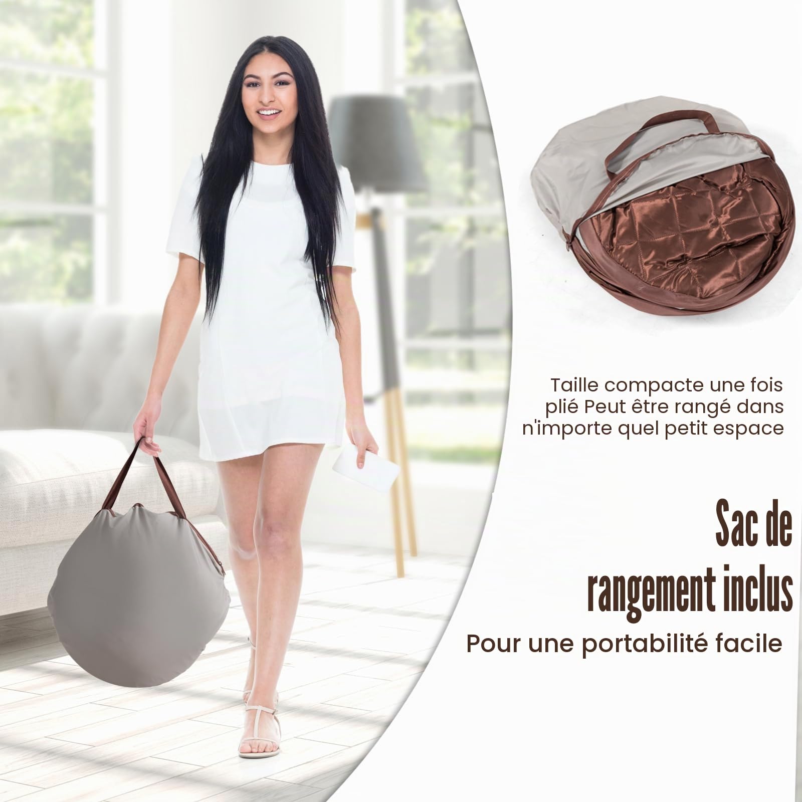 HOMASIS Sauna à Vapeur Portable, Tente de Sauna Chauffante Mobile avec Générateur de Vapeur 2L,Télécommande,Température et Minuterie,Chaise Pliante et Appareil de Massage des Pieds (marron)