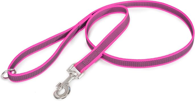 Julius-K9 Color & Gray Super-Grip Leash with Handle, and O-Ring, 0.79 in x 3.9 ft, Pink-Gray