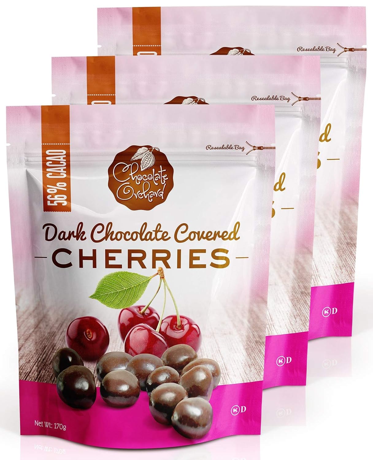 Chocolate Orchard Dark Chocolate Covered Cherries – Premium Dark Chocolate, Antioxidant Rich, Indulgent Snack, No Trans Fat – 5 Oz Bag (Pack of 3)