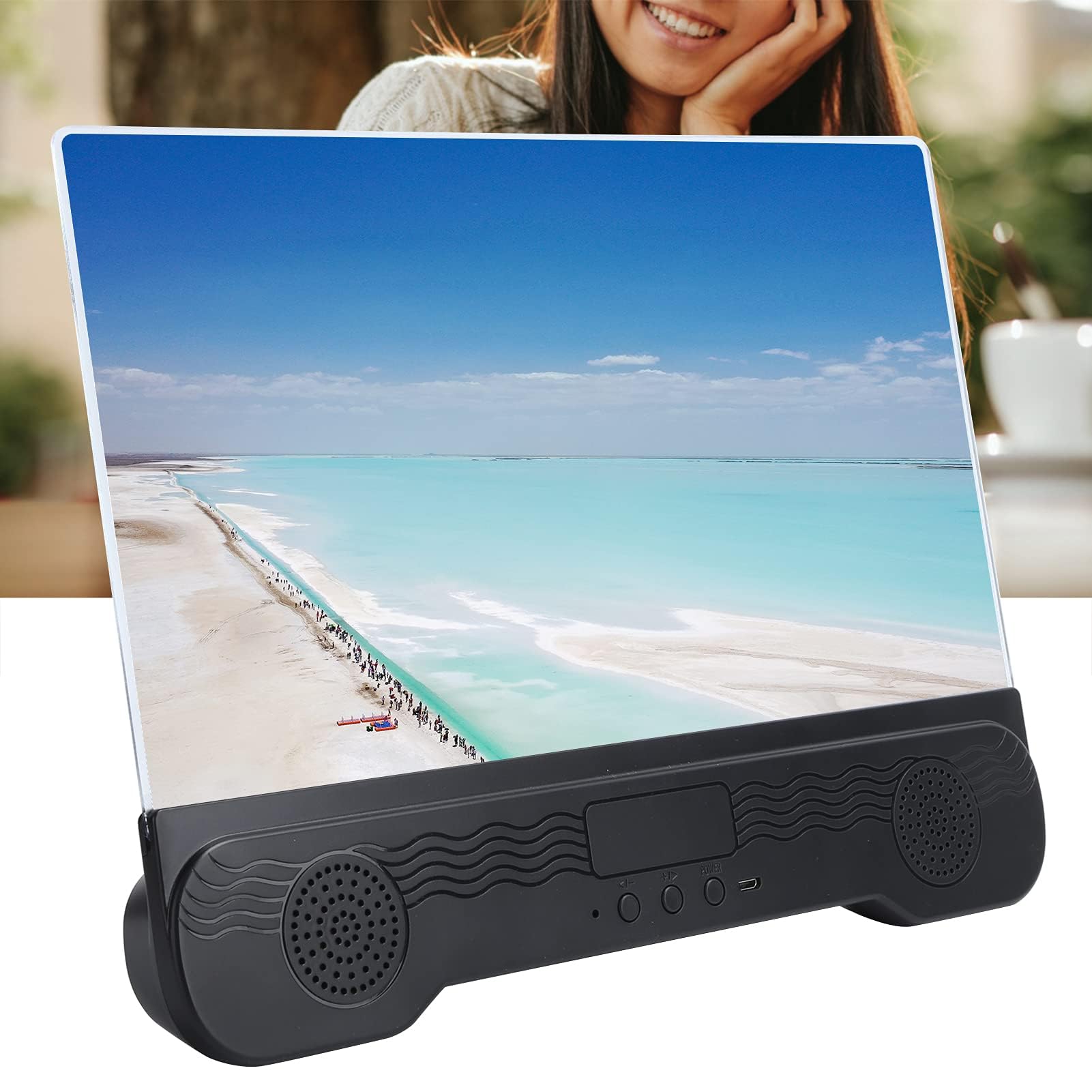 Dpofirs 14-Zoll HD Bildschirmlupe mit Integriertem Lautsprecher für Smartphone, Tragbarer Bildschirmverstärker mit Handyhalter für Video- und Fotobetrachtung