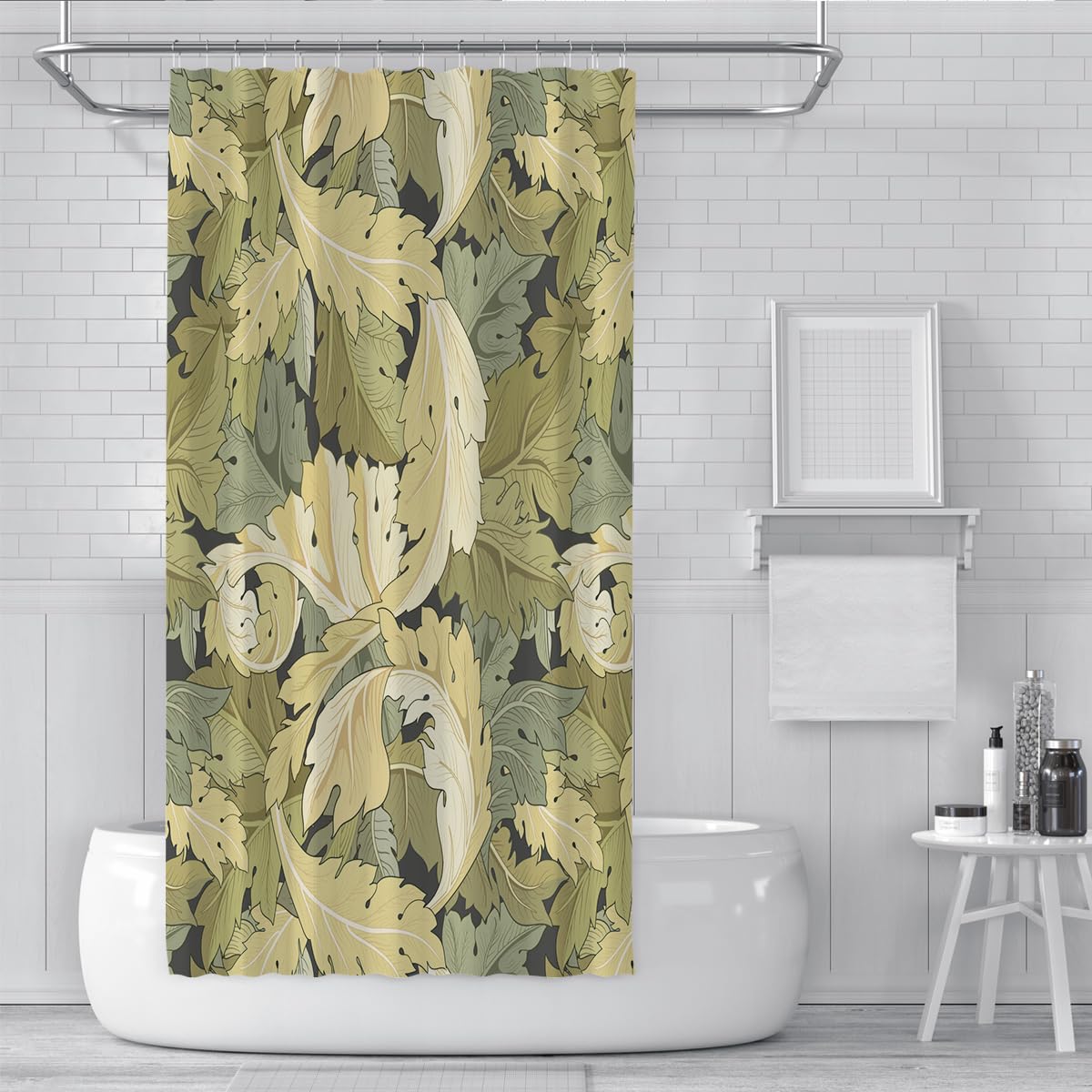 Cortina de Ducha Estilo Morris Acanto Verde Oliva 200x240cm