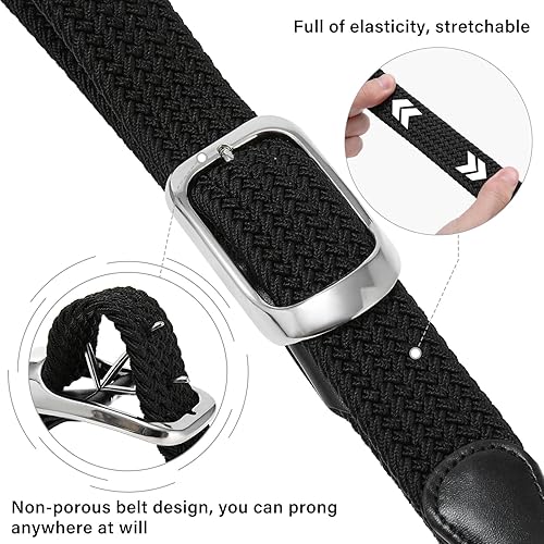 Miniatura 2 de AWAYTR Cinturón elástico trenzado para mujer - Cinturón de tela tejida elástica para mujer para jeans