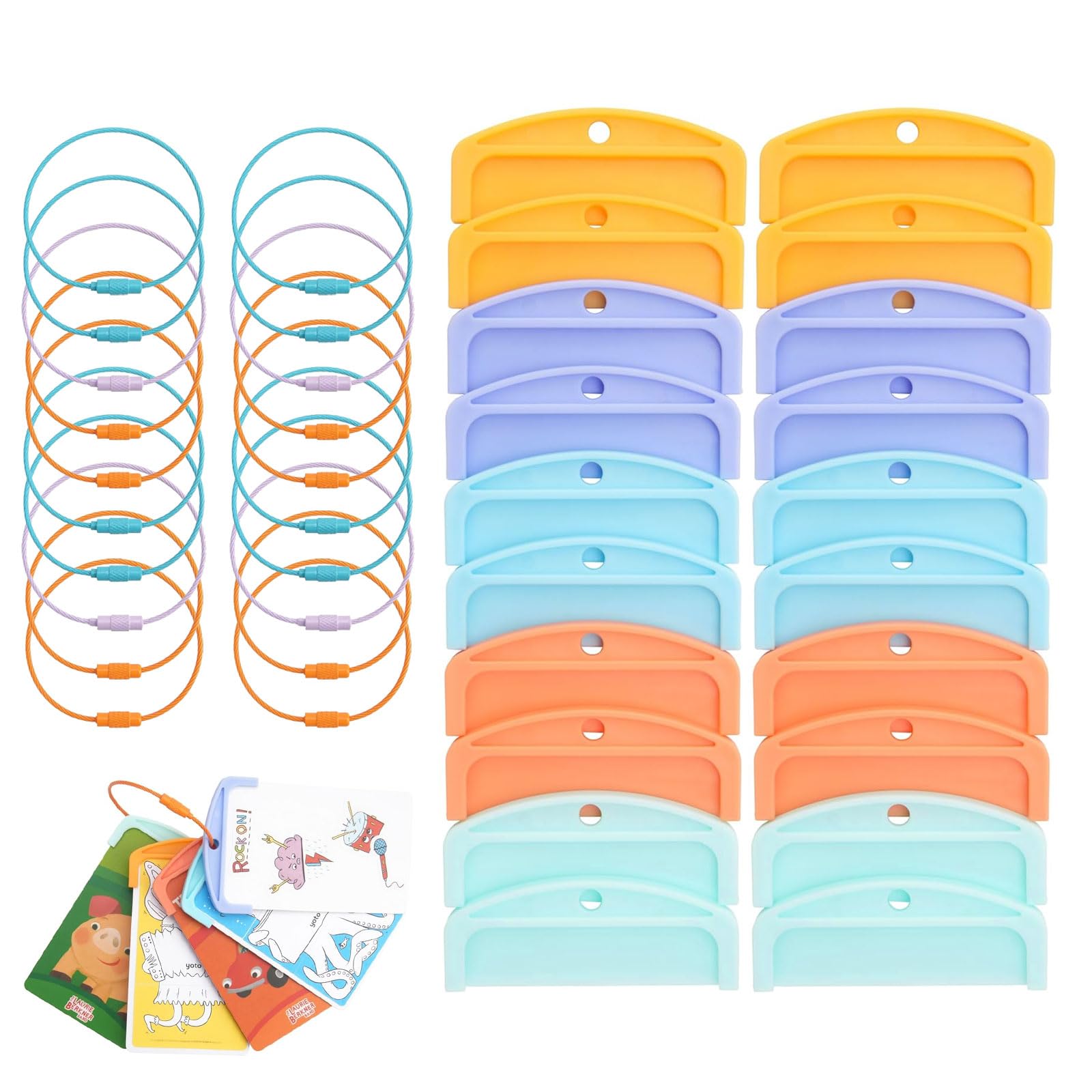 Cesujowaz Yoto Card Holder, 20Pcs Yoto Cards Storage Case with 20 Stainless Steel Rings, Efficient Yoto Storage Card Organizer for Kids & Travel