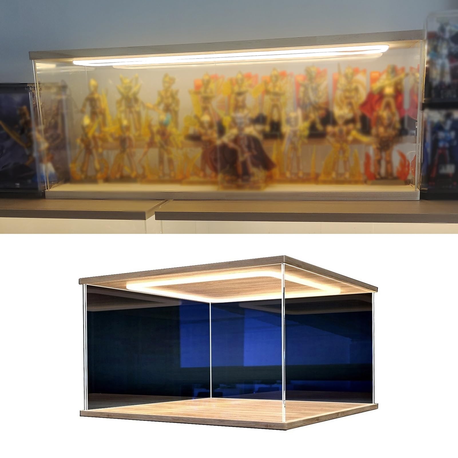 CMYUN Acryl Vitrine Acryl-Vitrine für Mehrere Figuren, Lang, 10 15 20 25 30 35 40 45 50 60 cm Breit Beleuchtete, Transparente Schaukästen Rechteckige PVC-Würfel für Die Theke(30x25x25cm/12x10x10in)