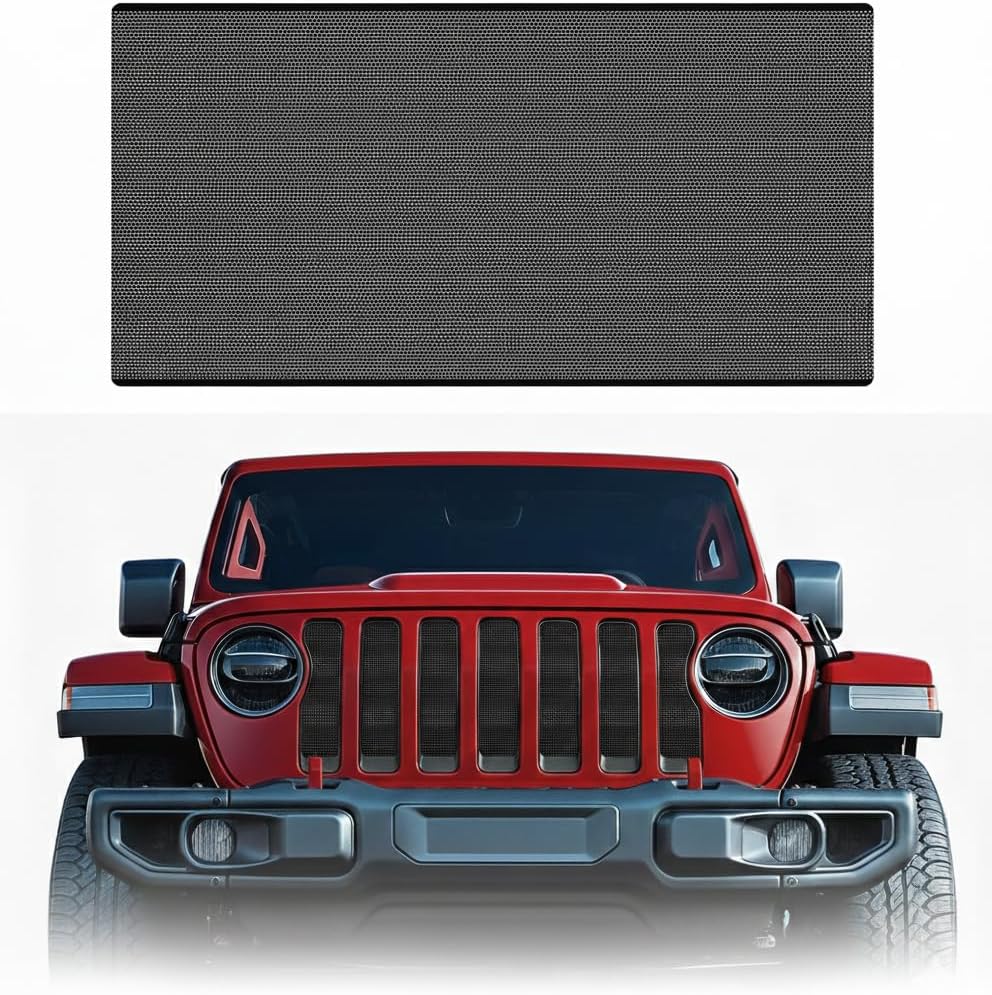 Xprite Black Aluminum Alloy Mesh Insert Compatible with Jeep Wrangler JK JKU 2007-2018 Original Front Hood Matte Grill Grille Grid