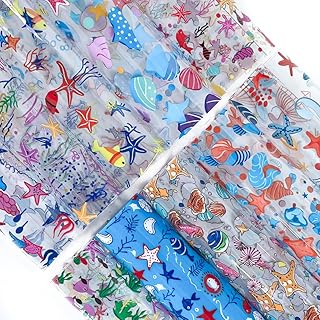ONEART | 10 Pieces Clear PVC Vinyl Sheets, A4 Size See Through Waterproof Vinyl Fabric for Bows Earrings Making-Ocean Starfish