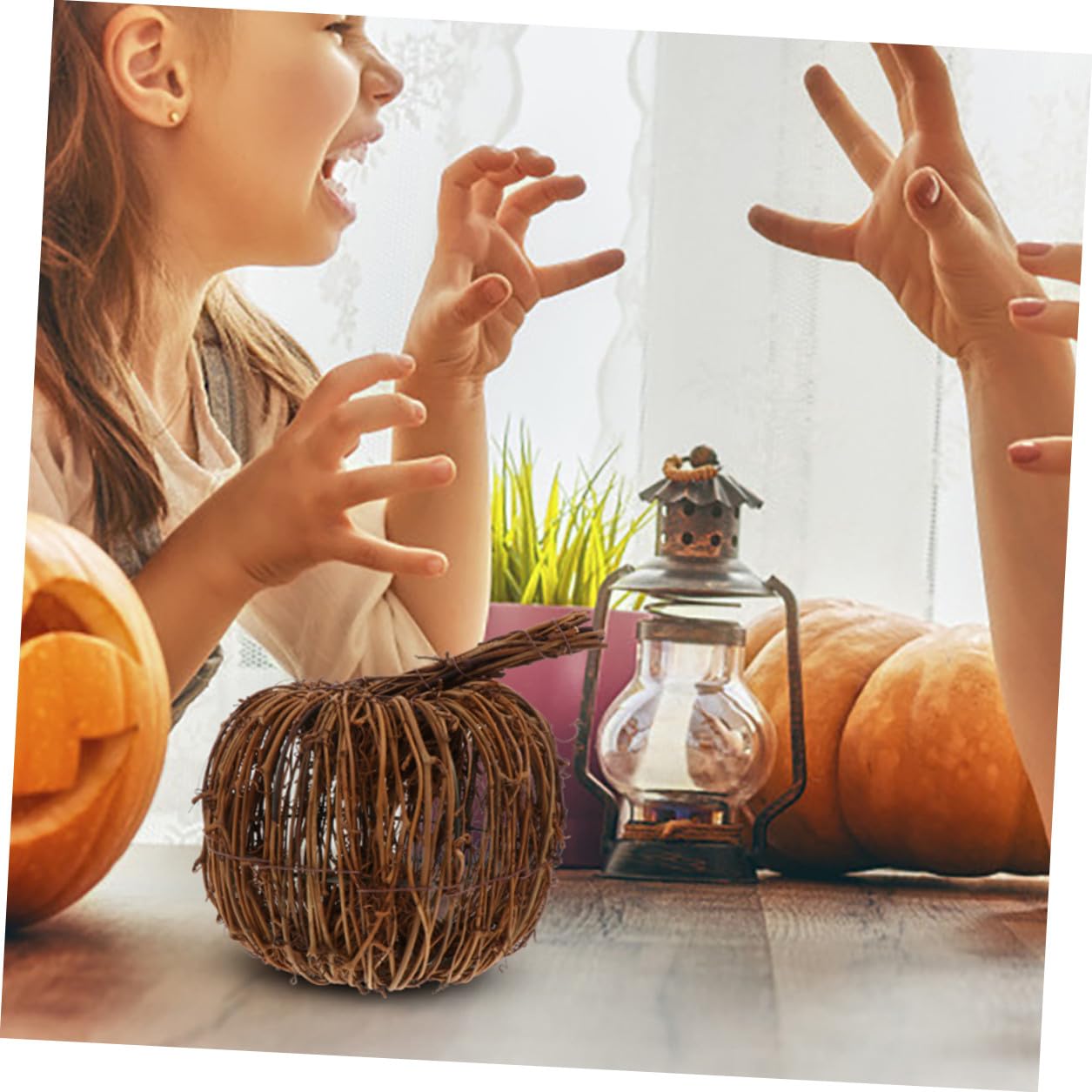 2stücke Rattandekor Herbstkürbis Geflochten Aus Rattan Kleine Dekorative Kürbisse Für Tischdekoration Festlicher Schmuck Für Halloween Und Erntedankfeiern