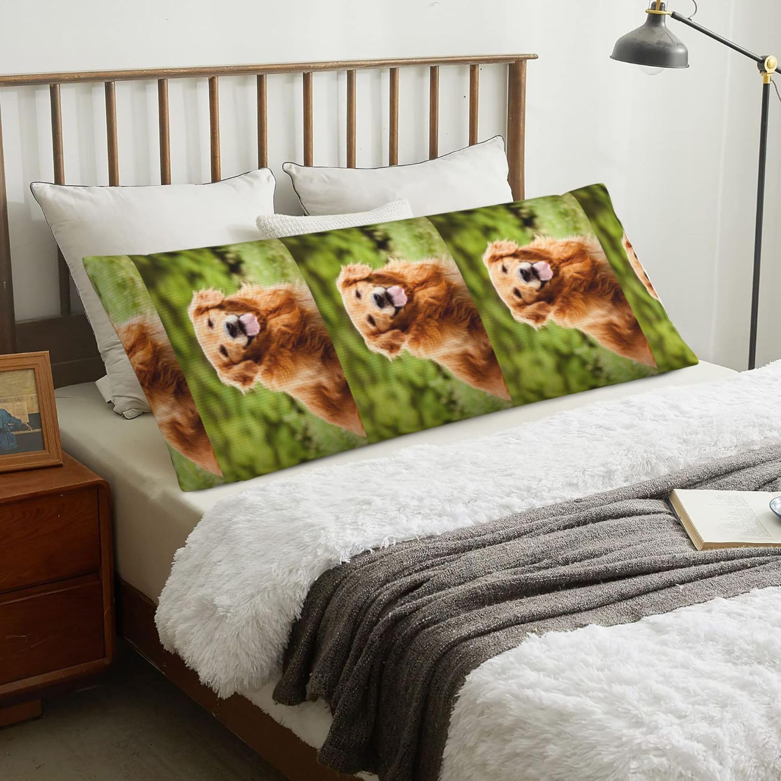 Golden Retriever Dog, Body Pillow Cover with Zipper,Long Body Pillowcase 20 x 60 in