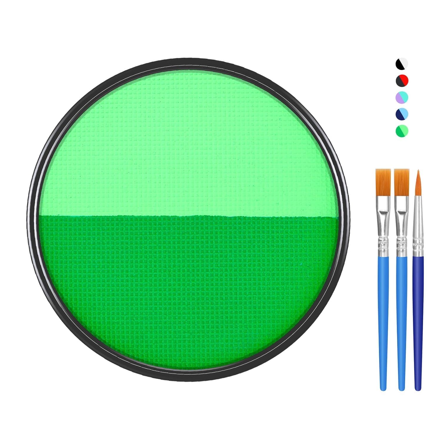 FREEORR Green Face Body Paint Makeup Foundation 30g, Water Activated Dark Light Green Cream to Powder Face Body Paint for Halloween Costume Cosplay Theater Stage Dressup Makeup Matte Finish