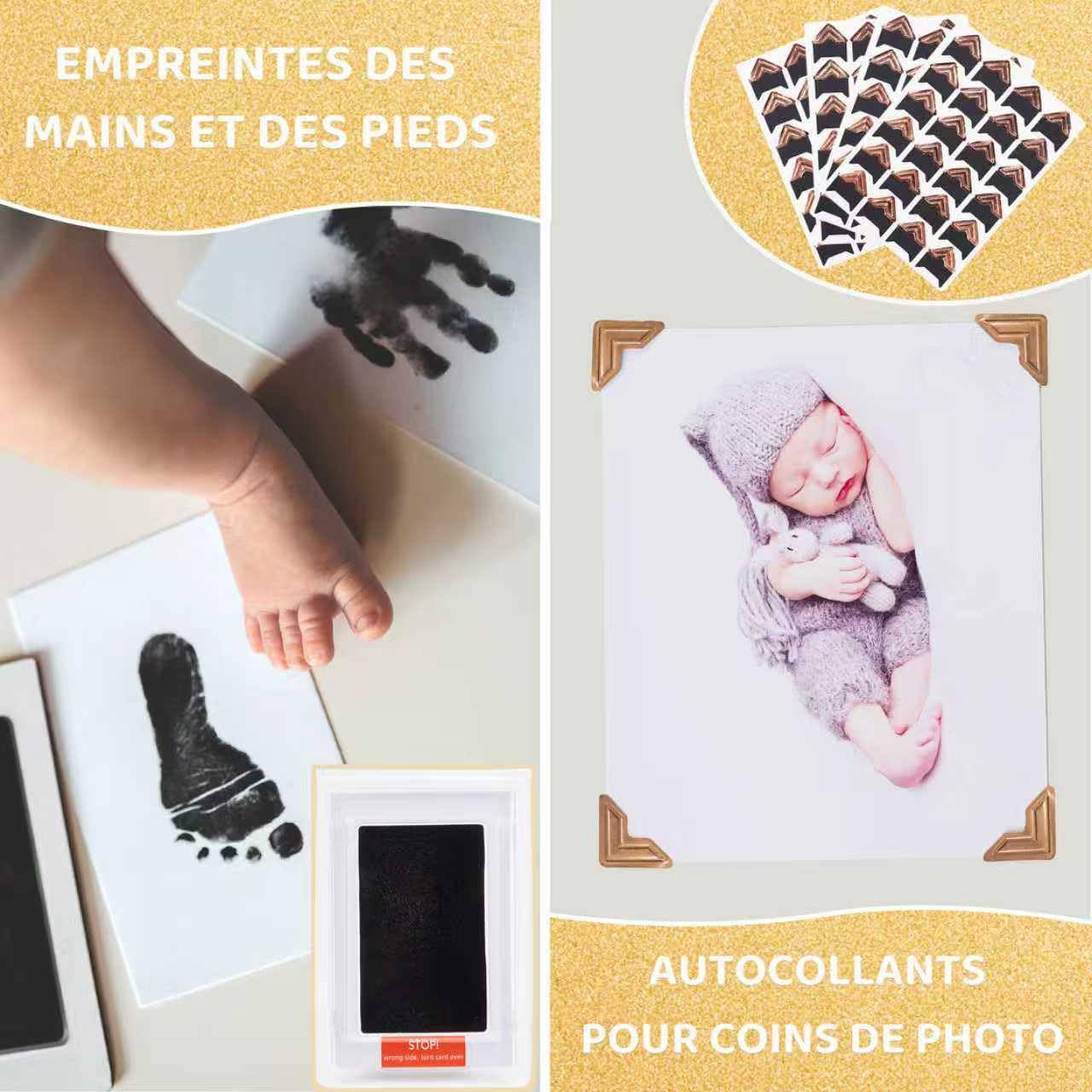 Cadeau de Naissance Bébé – Livre de Naissance Premium avec Album Tissu Sensoriel & Kit Empreintes | Coffret Souvenirs Bébé Fille et Garçon (0-5 ans)