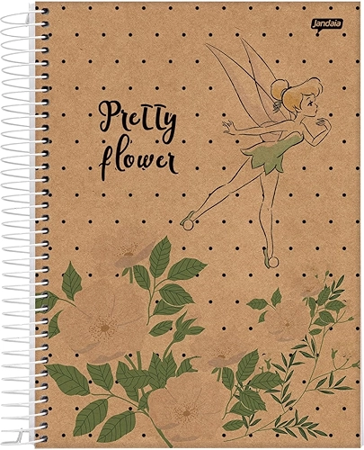 Caderno Espiral Univ CD 1 Matéria 80 Fls Tinker Bell Kraft Flower FSC - Jandaia