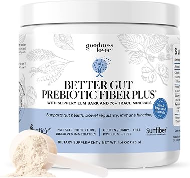 Goodness Lover Better Gut Prebiotic Fiber Plus, Prebiotic Fiber Powder, Soluble Fiber Supplement for Digestive Wellness, Gut Health & Healthy Regularity, Unflavored, 30 Servings
