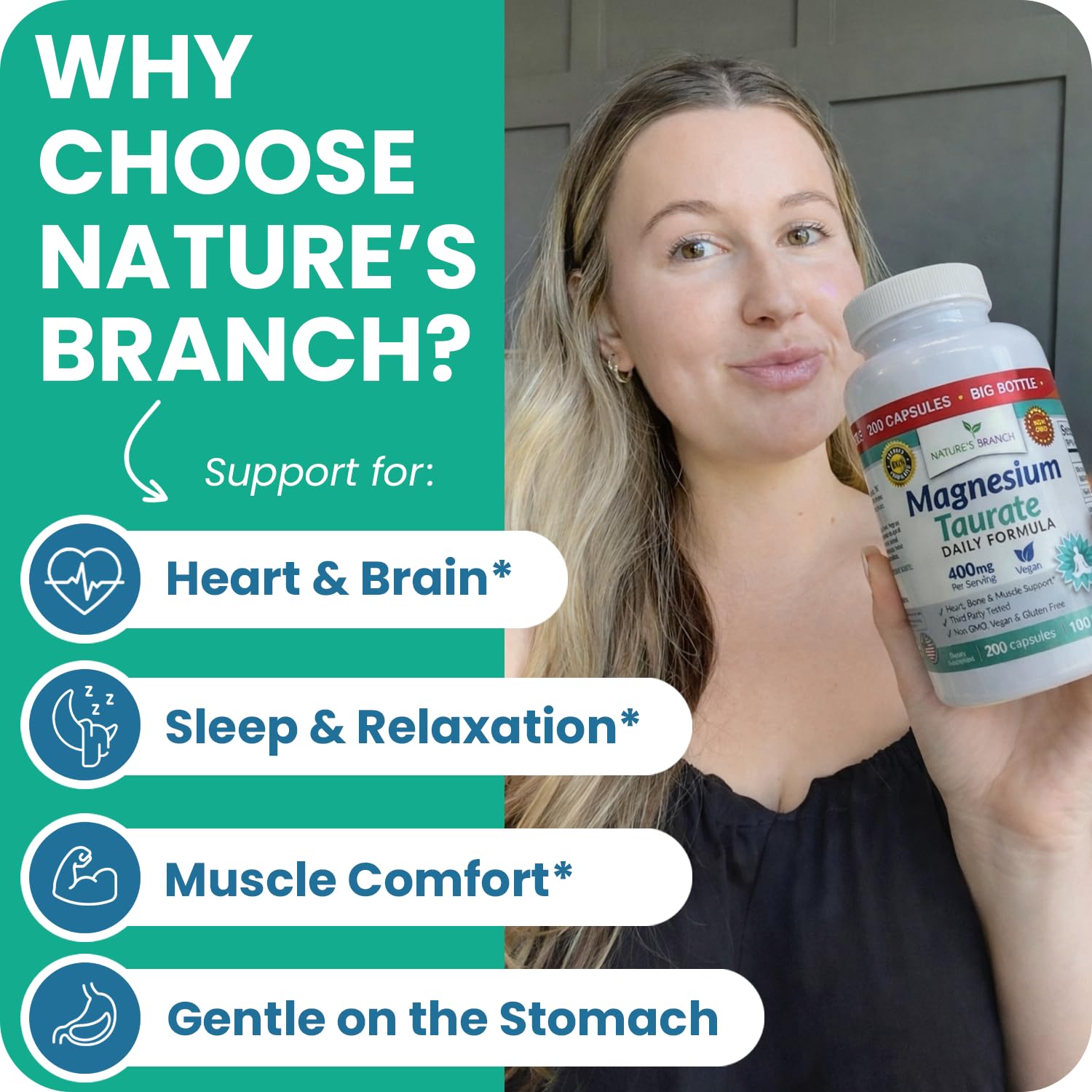 Magnesium Taurate 400mg – High Absorption for Sleep, Heart Health & Calm — Amazon image 3