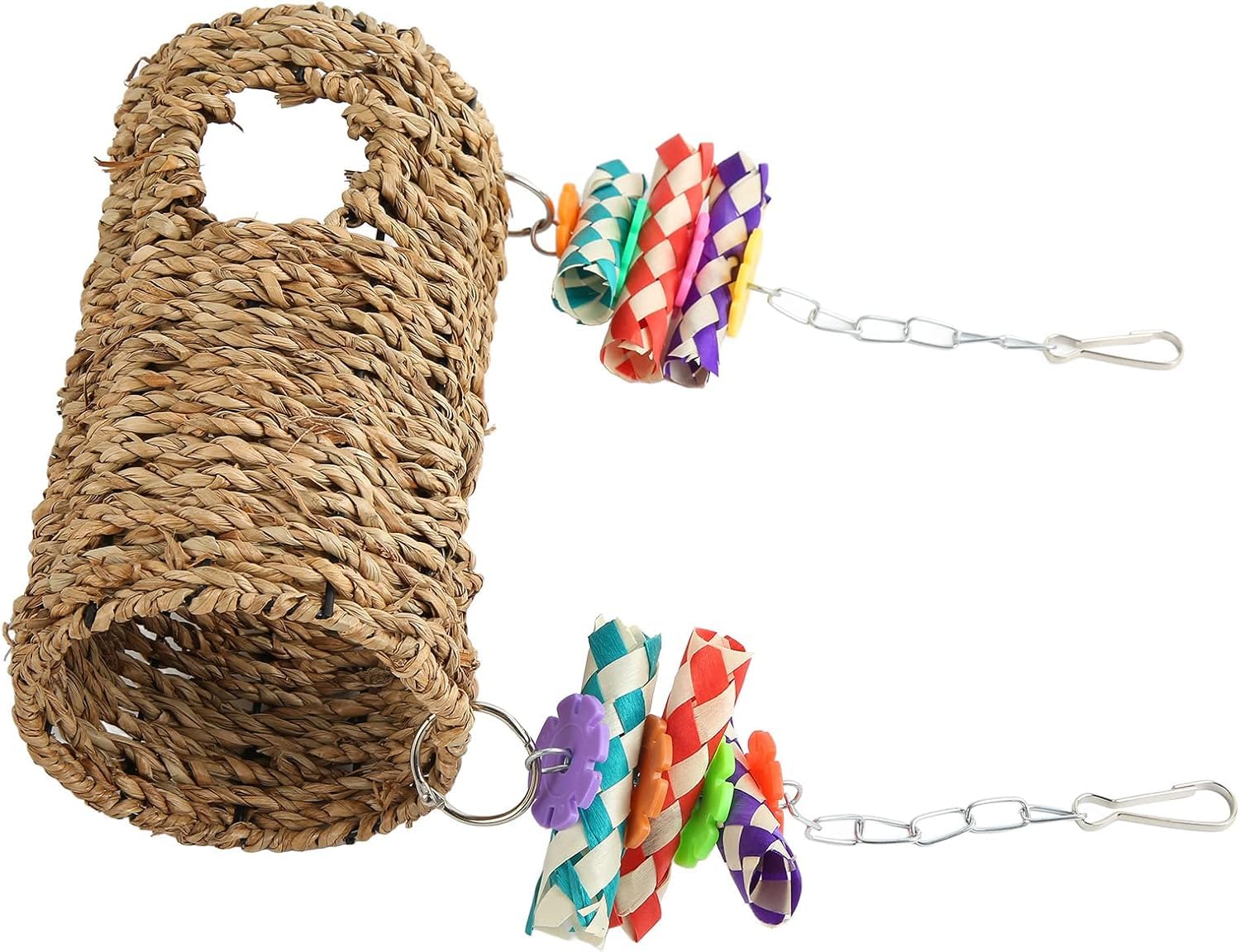 ZYYRSS Seagrass Hammock, Hammock Play Tunnel Bird Woven House Toy Sea Grass Woven House Hanging Bed Toy for Bird - Image 3