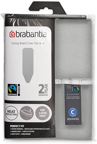 Vista 2 de Brabantia Size C (49 x 18 inches) Replacement Ironing Board Cover with Durable Foam Layer (Metallized) Easy-Fit, 100% Cotton Metalizado,Brisa