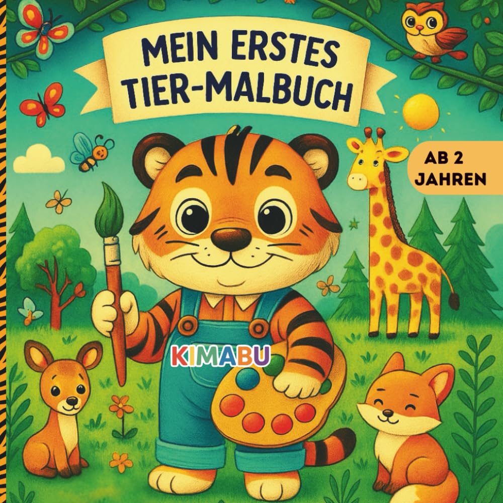 Tiermalbuch für Kinder ab 2 Jahren von Kimabu: 50 große Tiermotive zum Ausmalen - Kreatives Ausmalbuch zur Förderung von Konzentration & Motorik - ... Lernspaß - Geschenkidee für Jungen & Mädchen