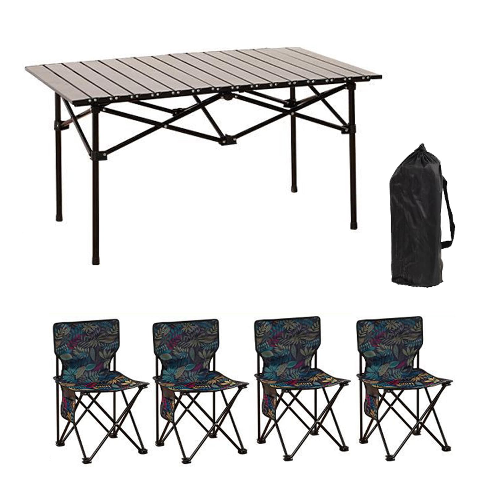 Chaises de camping pliantes légères avec table et sacs de transport contre l'encombrement