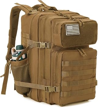 QT&QY 25L/45L Military Tactical Backpack For Men Molle Daypack 3 Day Bug Out Bag Hiking Rucksack With Bottle Holder