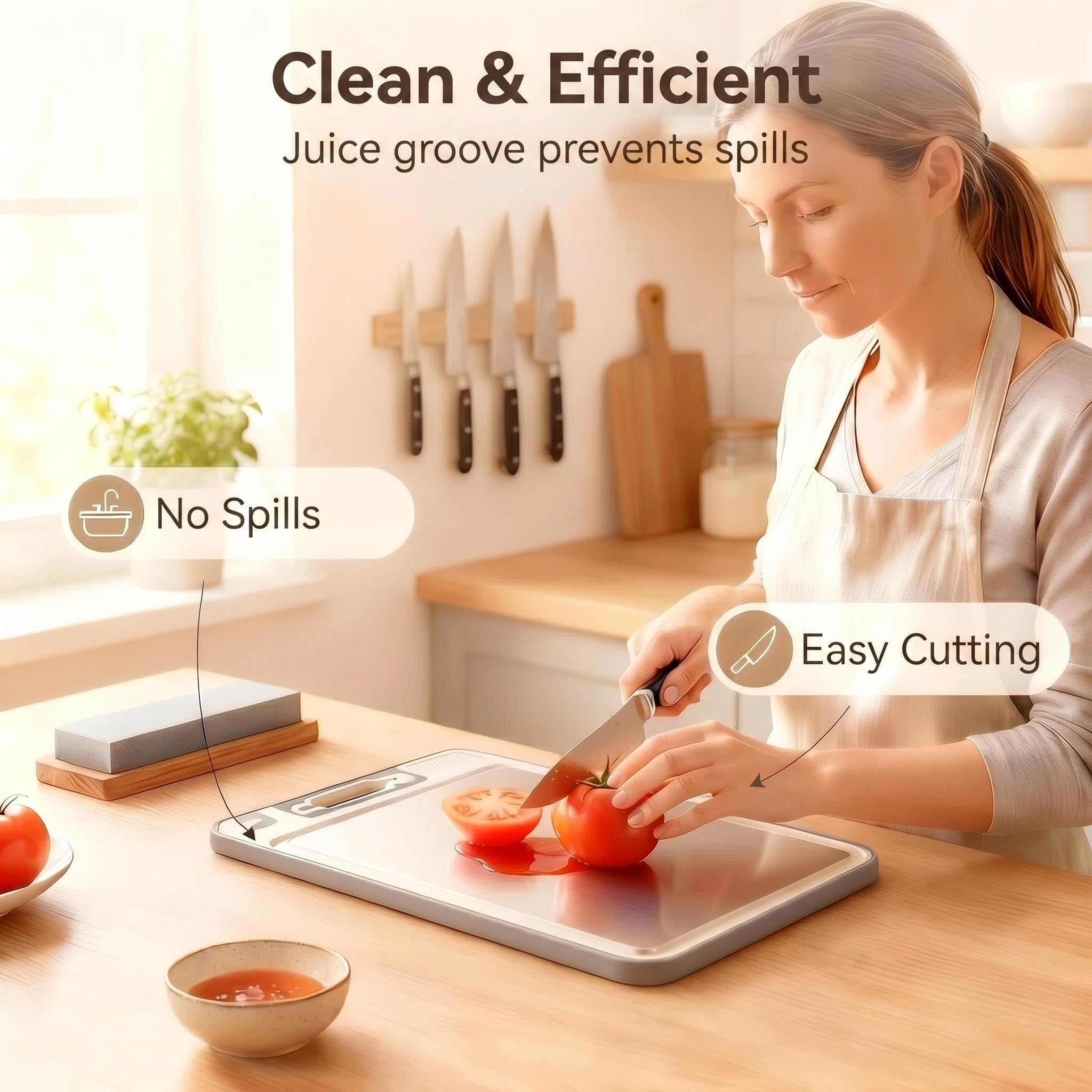 URMONA Acciaio inossidabile 304 e radice di paglia, taglieri da cucina, senza BPA, facile da pulire, accessori da cucina, ideale per cucinare