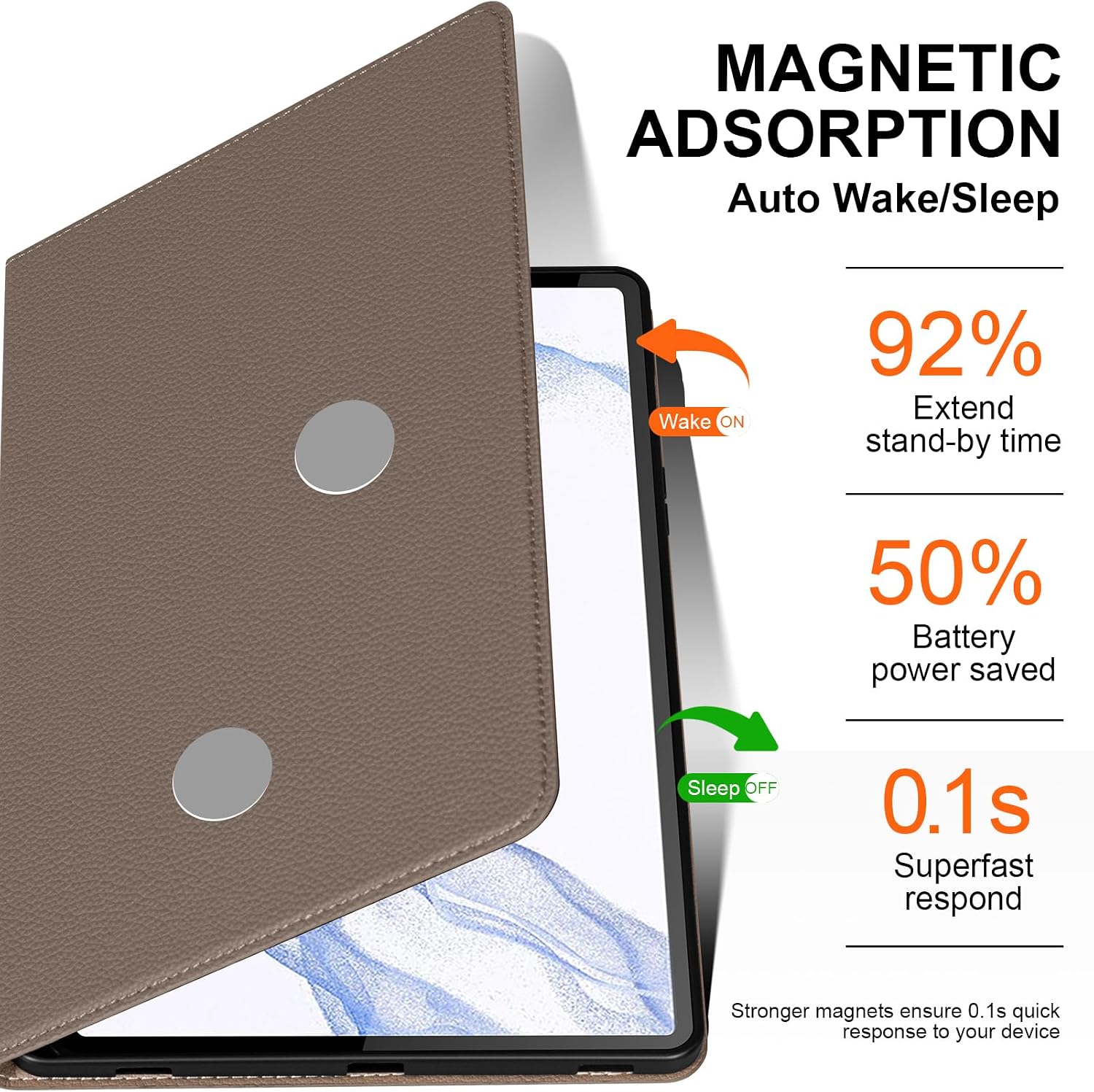 Leather Case for Samsung Galaxy Tab S7/S8 11 inch, Gray Brown image 5