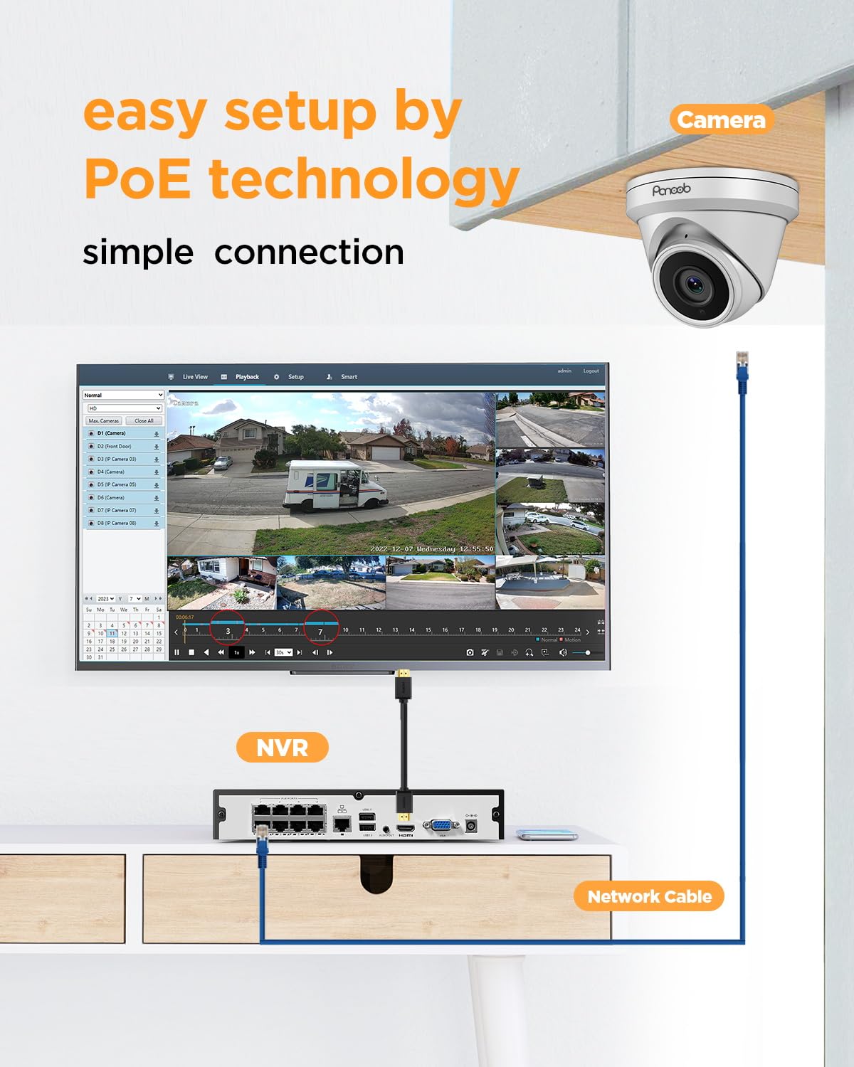 System bezpieczeństwa 4 kamer, 4 x 5 megapikseli, z kablem IP PoE, do użytku na zewnątrz, z wykrywaniem osób AI, wbudowany mikrofon, zdalny dostęp, 4K 8-K NVR 2 TB HDD dla