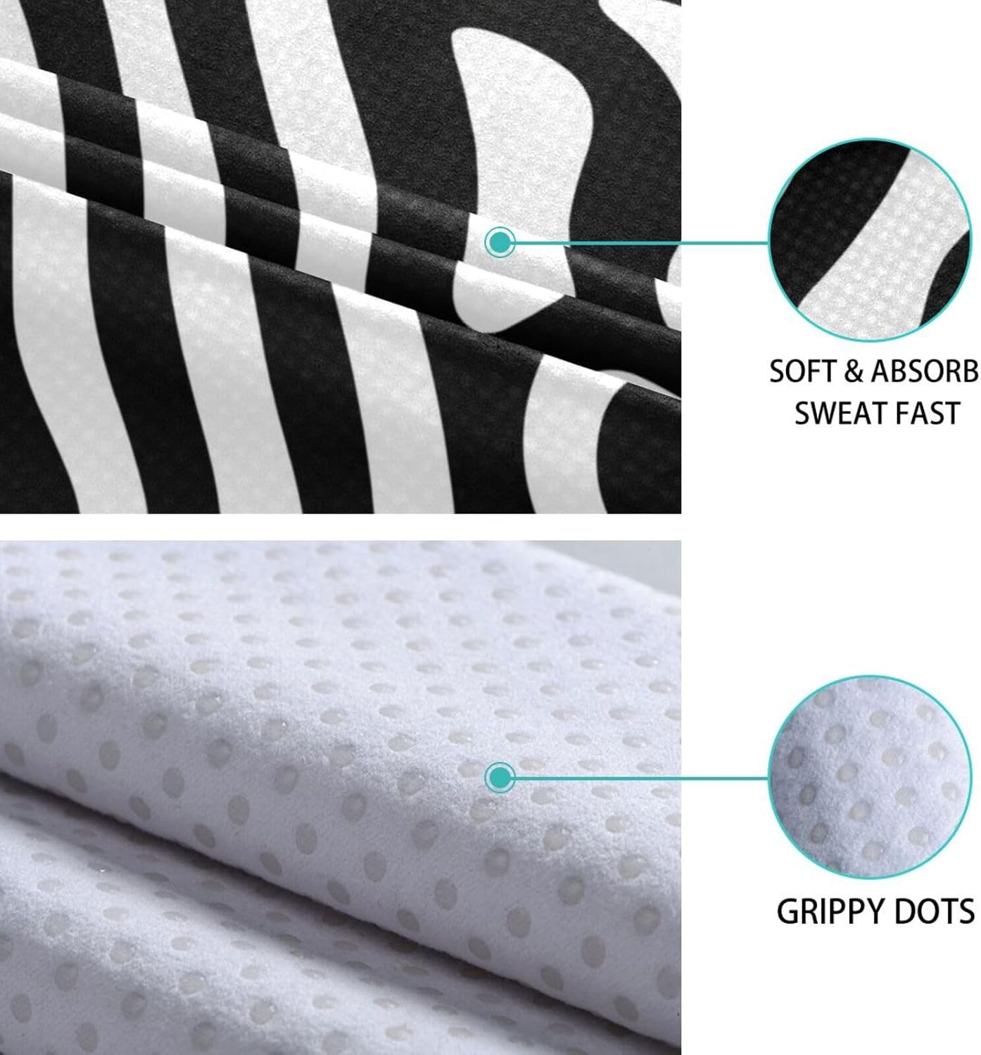 Art Line Texture Yoga Mat Towel with Silicone Grip Dot – 73"x27" Non-Slip Sweat Absorbent Microfiber Yoga Towel for Home Gym Studio