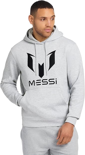 Messi Mens Essential Wingstar Hoodie, Pullover Sweatshirt With Drawstring | Comfortable Fit