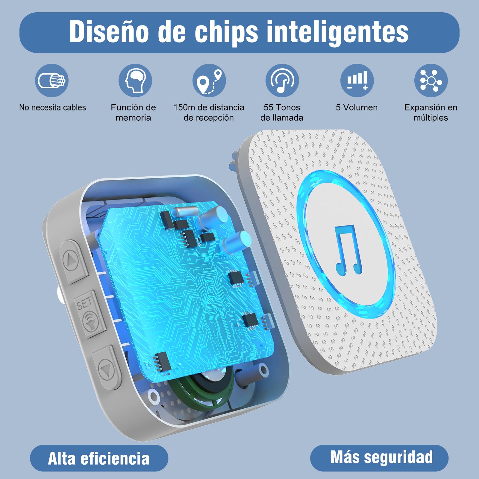 Chunhee Alarma Móvil Inalámbrica Botón de Emergencia Ancianos Emergencia Enfermería Timbre 55 Tonos150M Rango de Recepción Botón Emergencia para Ancianos Adecuado para Ancianos/Pacientes/Embarazada