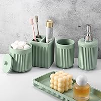 Vista 21 de Juego de 5 accesorios de baño de mármol blanco de resina, dispensador de jabón de loción, soporte para cepillo de dientes, vaso de baño, soporte