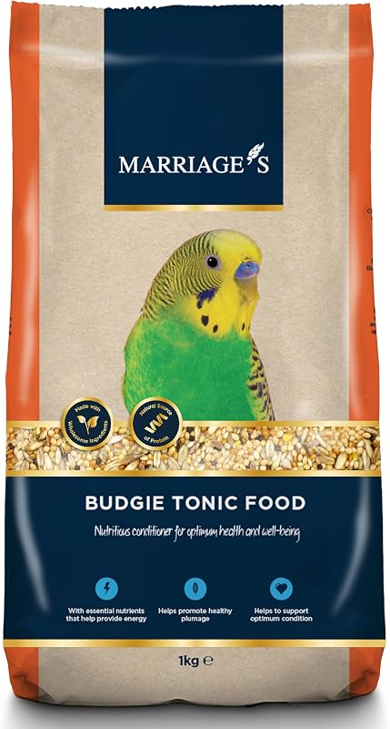 Marriages - Budgie Tonic Food, Budgie Seed and Bird Food with Red Millet, Oats, Nyjer Seed, Wholesome, Packed with Fibre and Protein (1kg)