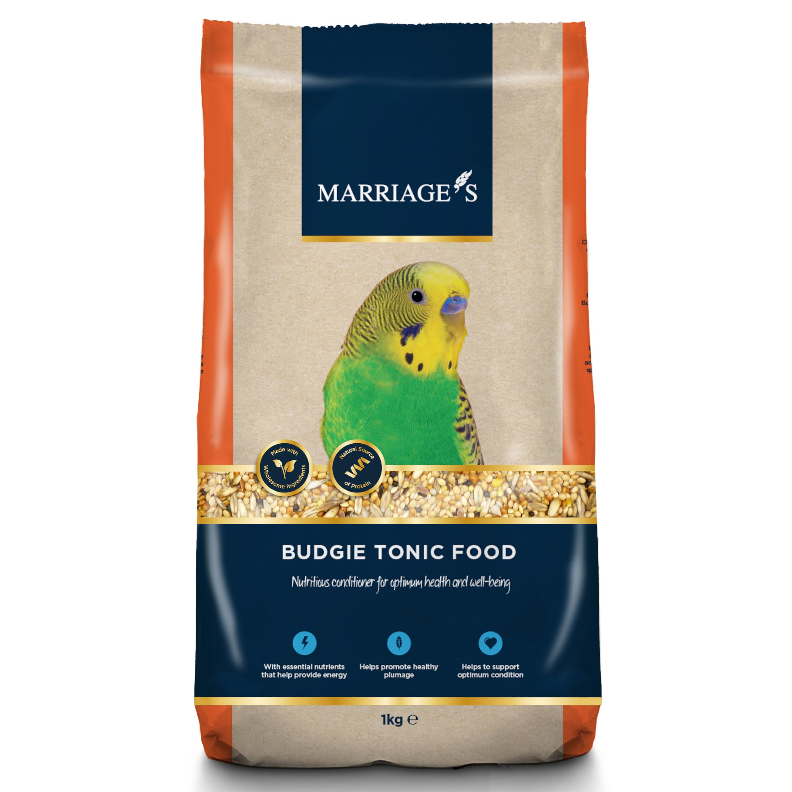 Marriages - Budgie Tonic Food, Budgie Seed and Bird Food with Red Millet, Oats, Nyjer Seed, Wholesome, Packed with Fibre and Protein (1kg)