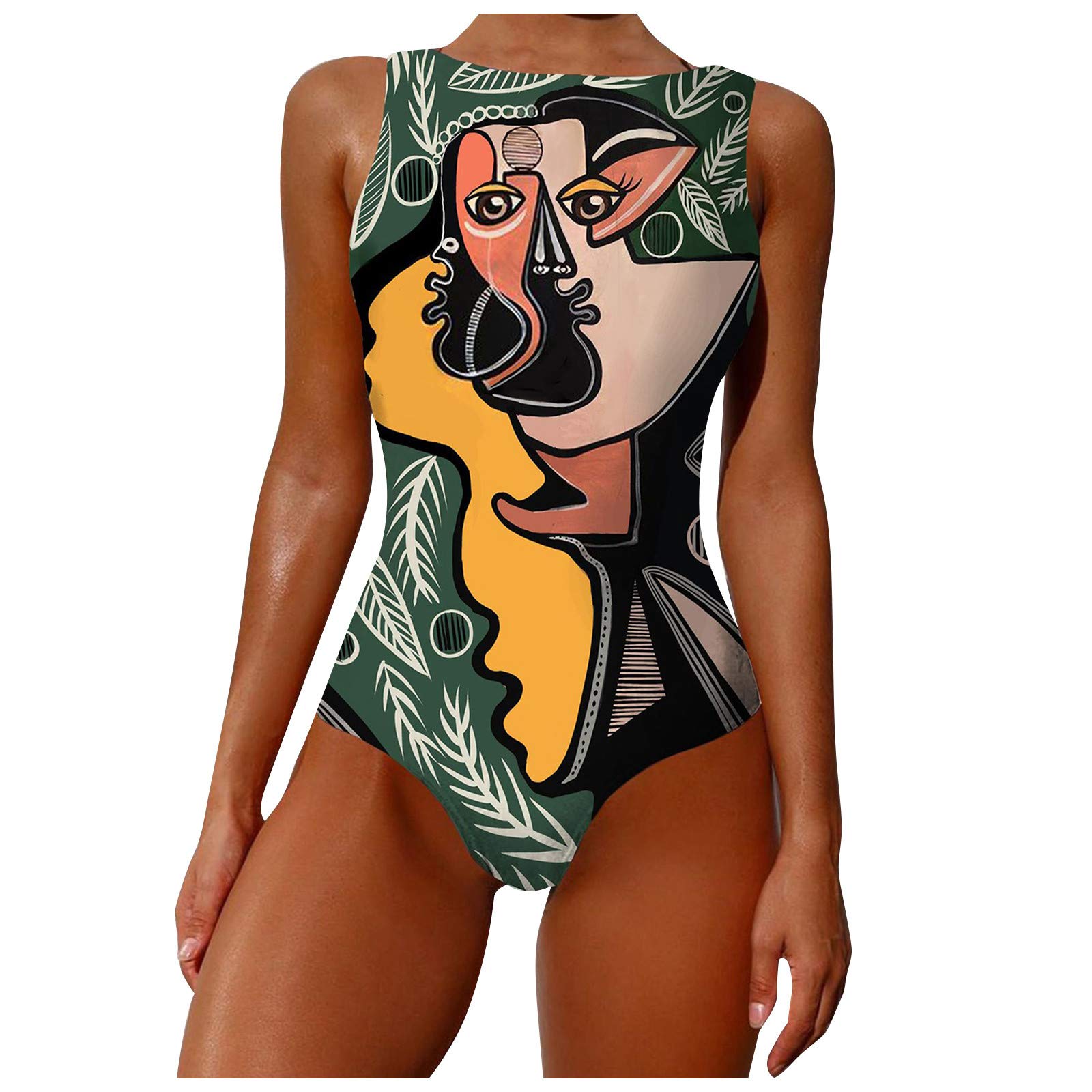riou Bañadores Mujer Reductores Tallas Grandes V-Cuello Halter Top Bikini Push Up Monokinis Cross Back Bohemio Estampado Ropa de Baño de Playa Tallas Grandes Brasileños Modern Swimwear