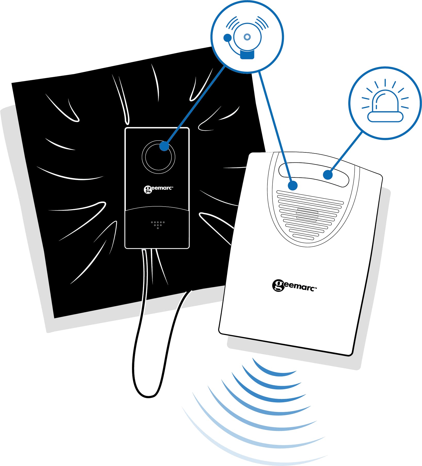Geemarc Amplicall PSA200 - Cojín Detector de caída con Alarma Potente y Flash Luminoso, Ideal para Casas de retiro y hogares con Movilidad Reducida