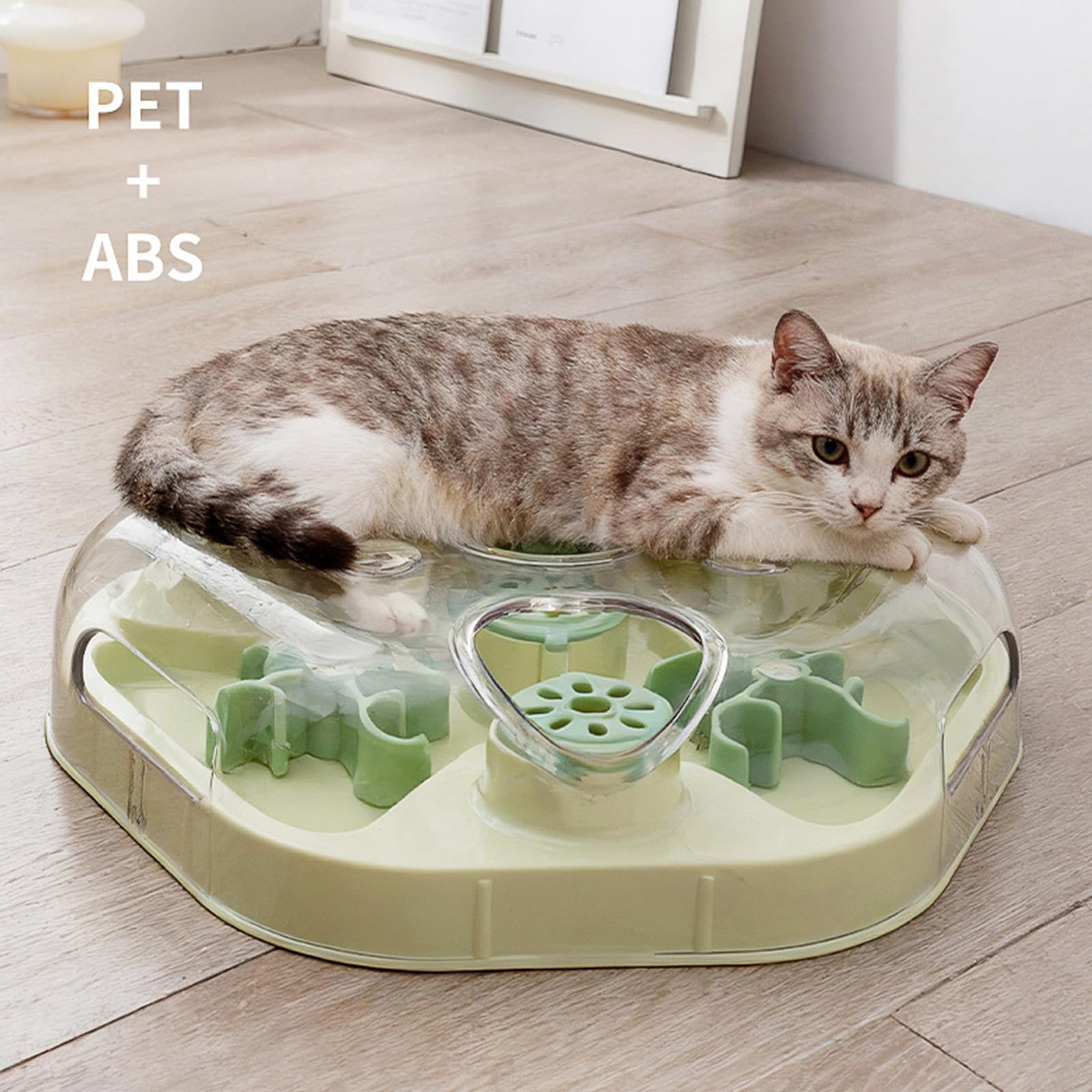 ordinarYone Dispensador interactivo de comida para gatos con mundo en movimiento y función de alimentación progresiva para que los gatos de interior se mantengan activos y