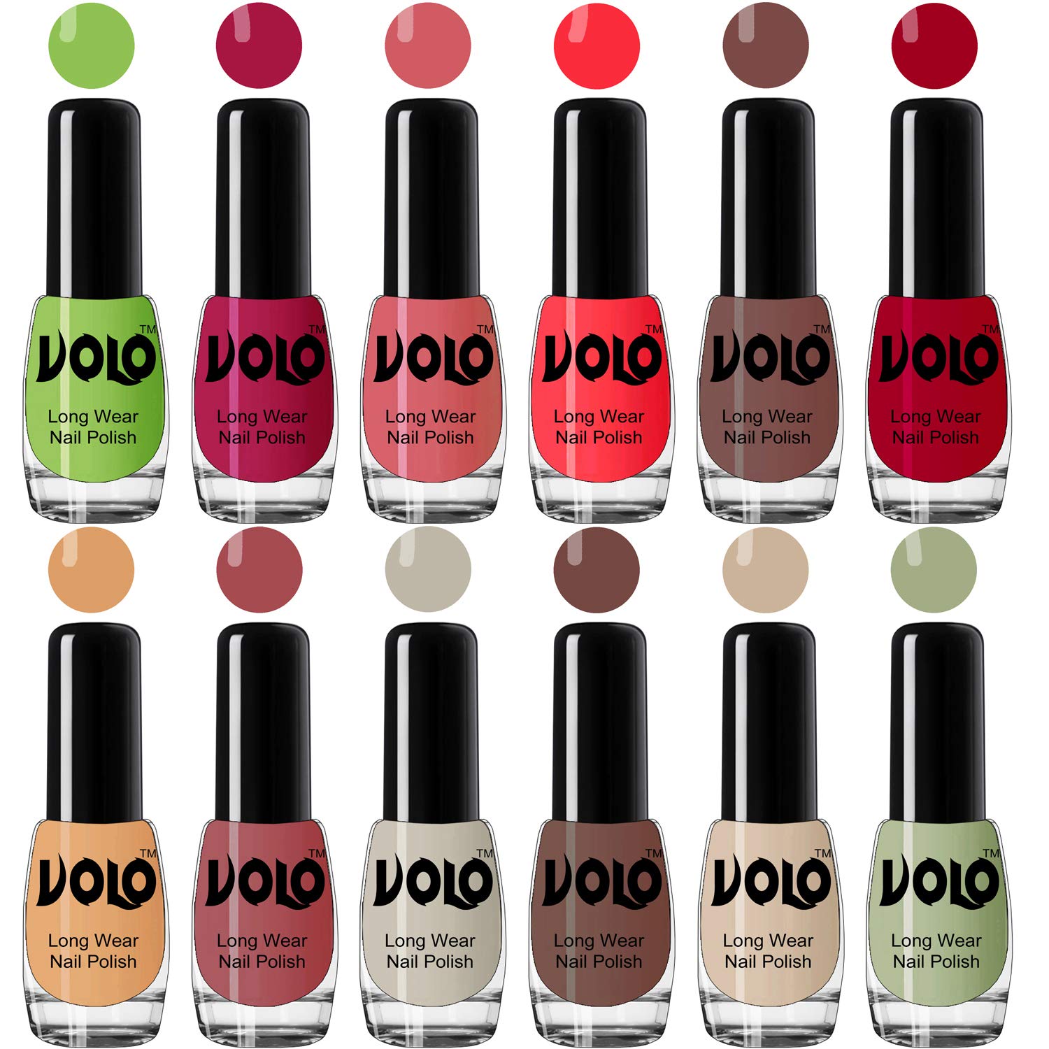 Volo Boss of Gloss Nail Polishes Set of 12 Pcs Infinite Collection(Green, Magenta, Peach, Red, Nude, Red, Nude, Tan, Nude, Nude, Nude, Mint) 60 ML-image-30