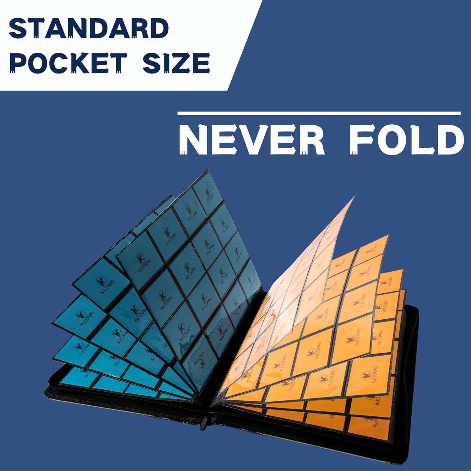 1600+ Pockets Trading Card Binder, 16-Pocket Card Ablum Compatible with MTG,Sports Cards & Other Standard Size Trading Card (NAVY BLUE)