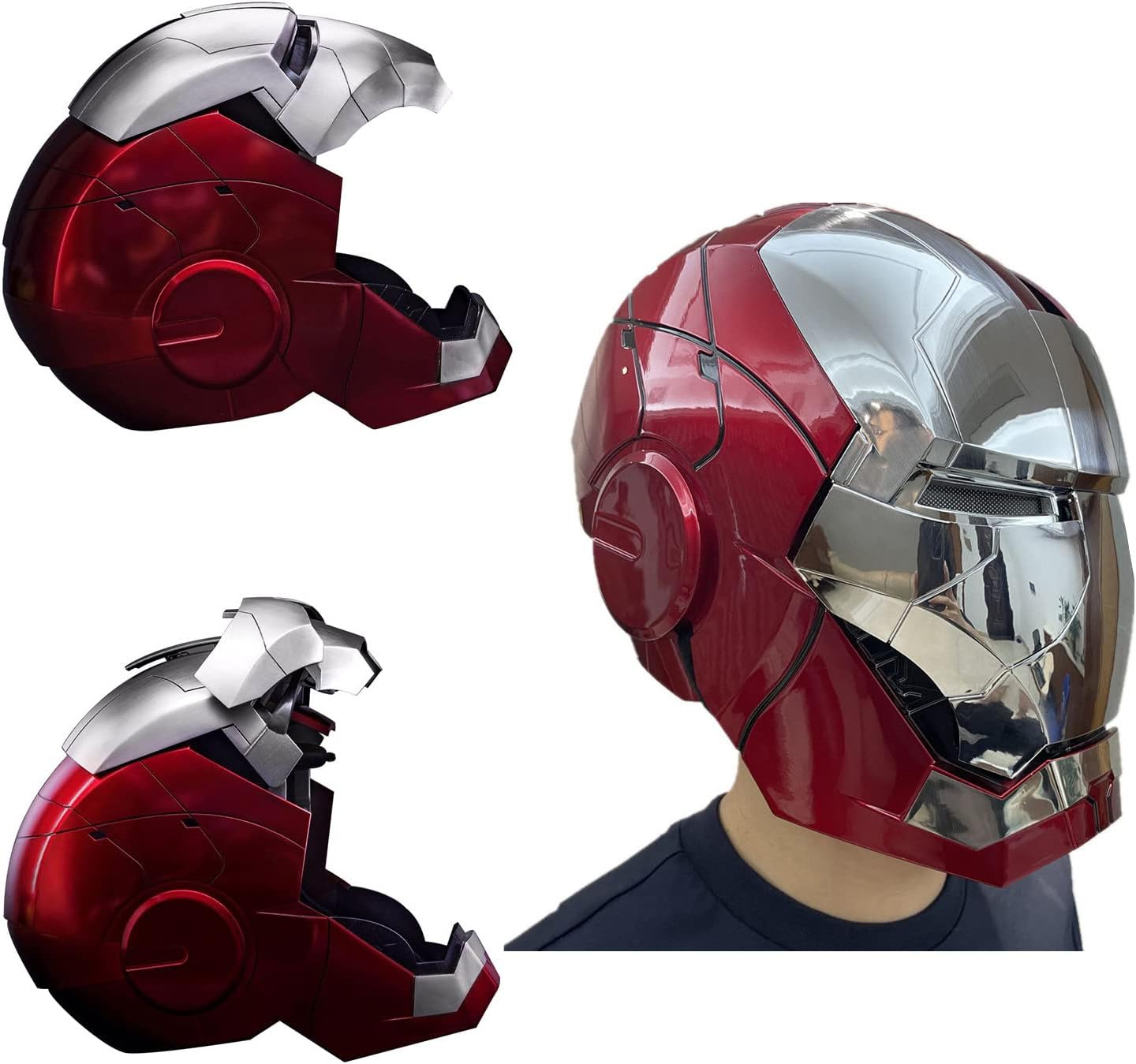 Cos Play Iron Man Helmet Mk5 1:1 Wearable Marvel Superhero Helmet English Voice Control, Electric Opening and Closing Iron Man Mask with Touch Sensor, Avengers Movie Role-playing Halloween