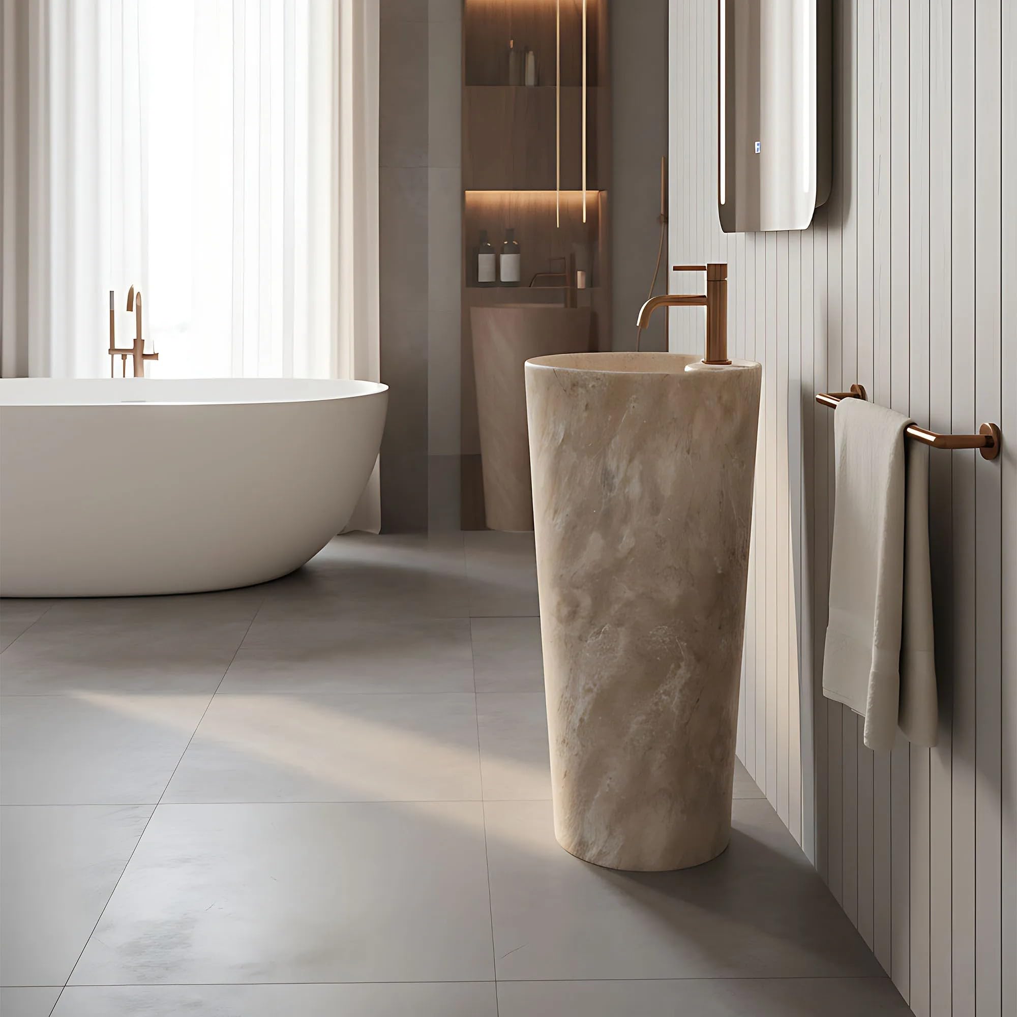 Lavabo De Pie Rea Blanka Savana Matt Beige 40X40X85Cm
