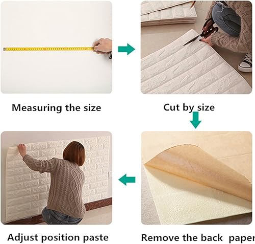 Miniatura 8 de LKXHarleya Papel tapiz autoadhesivo 3D de ladrillo impermeable de 27.56 x 11.81 pulgadas, paneles de pared para TV, sala de estar, decoración de