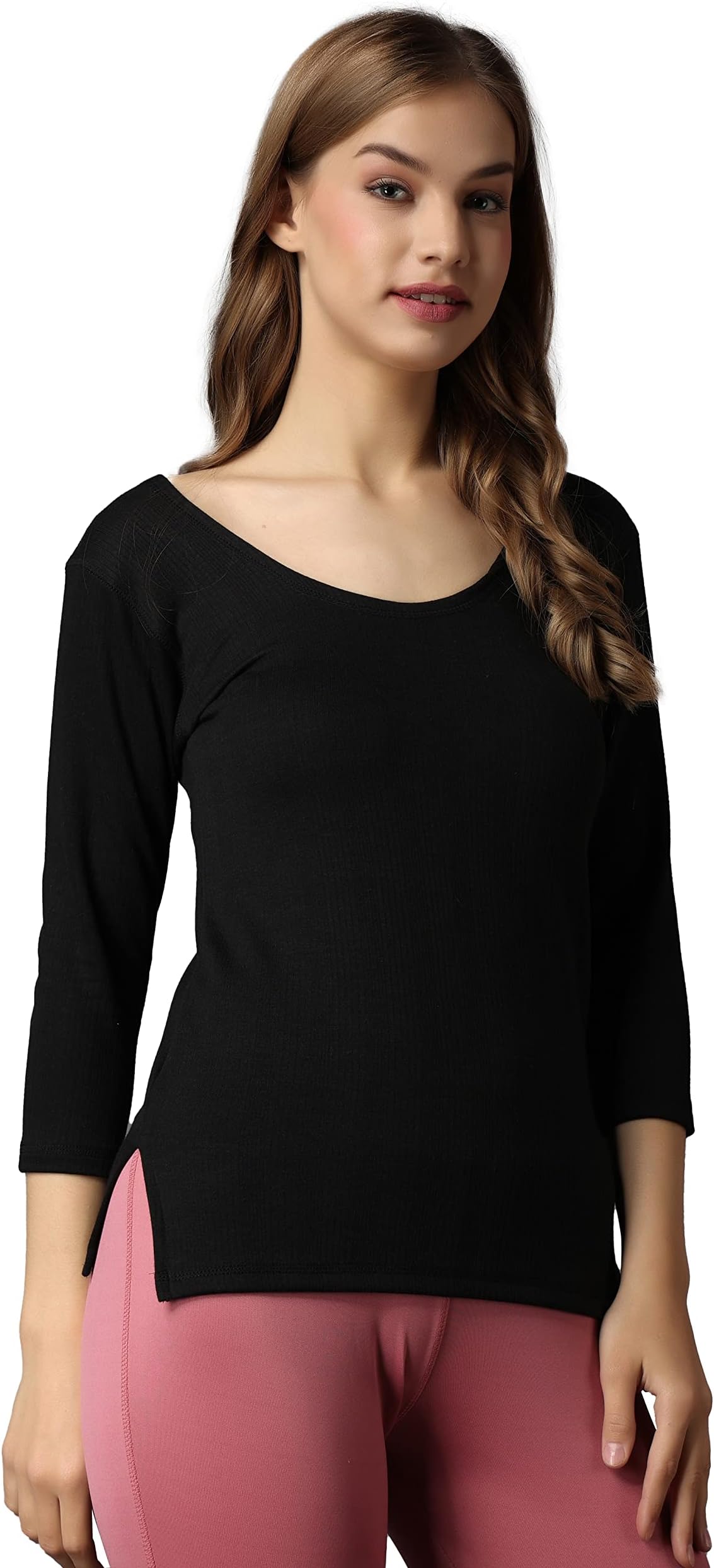 Women's Winter Warmer Thermal Vest 3/4 Sleeves Ultra Soft Scoop Neck Winter Inner Wear Top Johns Underwear