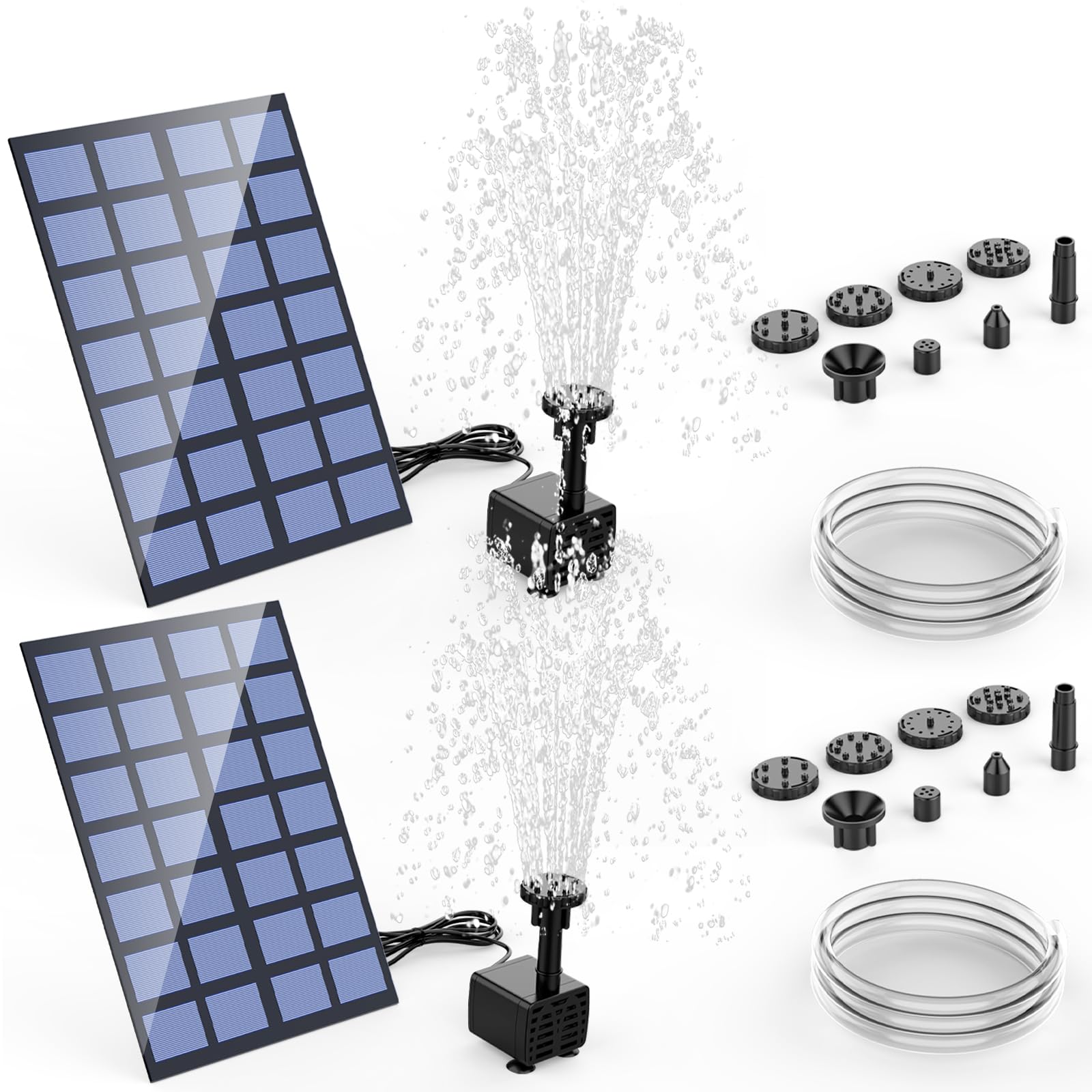 AISITIN Solar Springbrunnen für Außen 2,5W, Solarbrunnen für Draussen Upgrade Solarbrunnen mit 1,2M Wasserleitung Solar Teichpumpe mit 6 Fontänenstile Solarpumpe für Garten,Vogelbad,DIY Wasserspiel