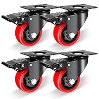 Vista 1 de Nefish Casters Wheels Set of 4, 3 Inch Heavy Duty Caster with Brake 1200 Lbs, Safety Dual Locking Plate Castors, Top Swivel Wheels, No Noise