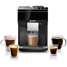 Bosch 500 Series Fully Automatic Espresso and Coffee Machine &ndash; Touch Control Panel, Milk Hose, Ceramic Grinder, Uses Beans &amp; Ground Coffee, 9 One-Touch Drinks, in Black TPU40109