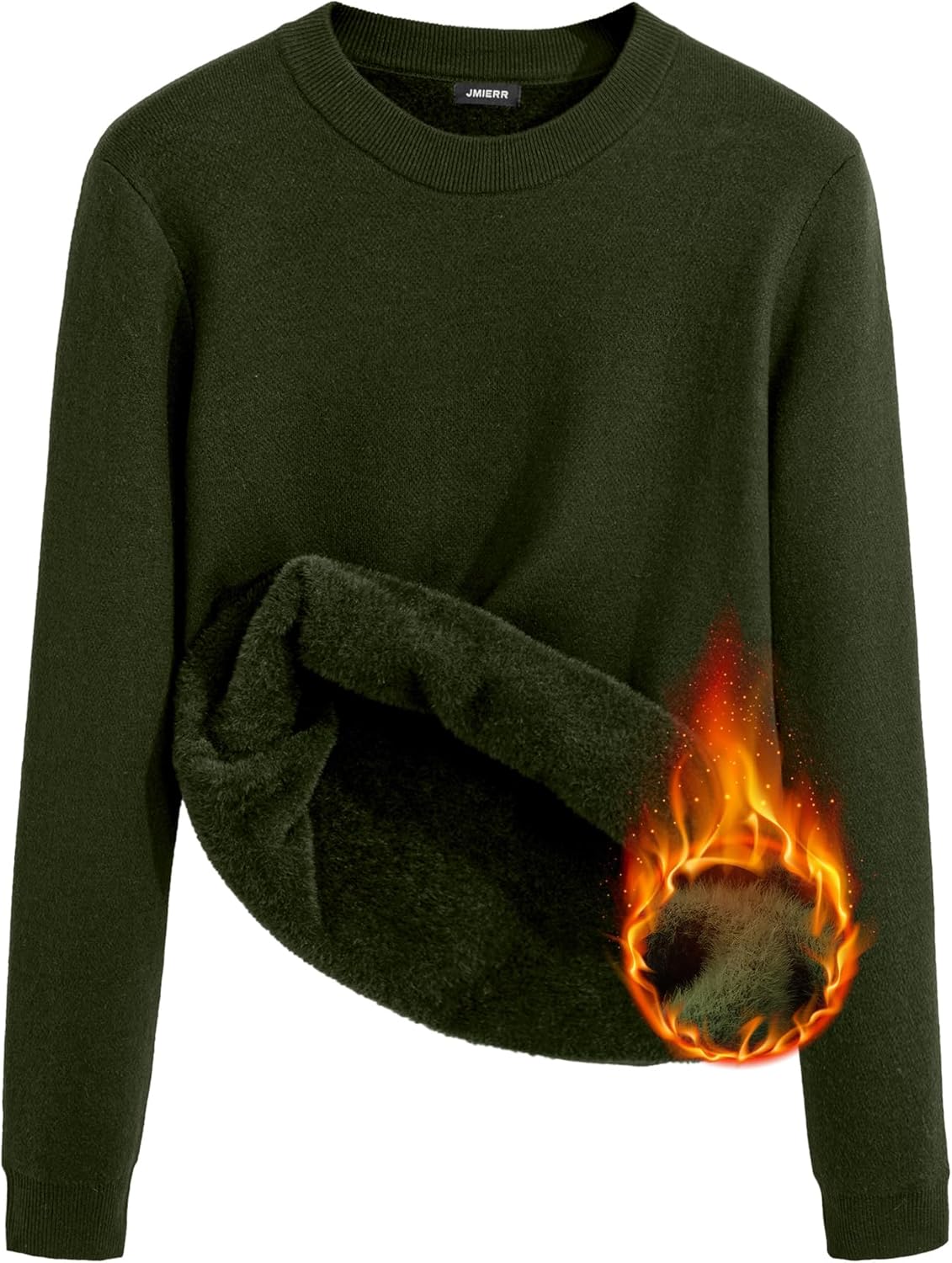 JMIERR Men's Warm Fleece Winter Sweater Heavy Weight Crewneck Pullover Knit Slim Fit Soft Comfy Sweaters - Image 5