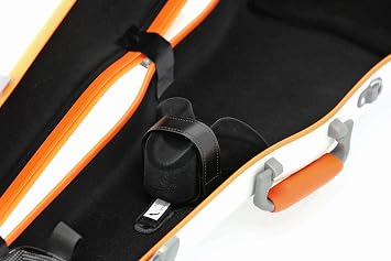 GEWA Violin Shaped Case Fun Series Polycarbonate 4/4-1/2 Size White/Orange, Interior Black, 2 Removable Backpack Straps, Accessory Pocket, Padded Suspension, Additional Side Handle