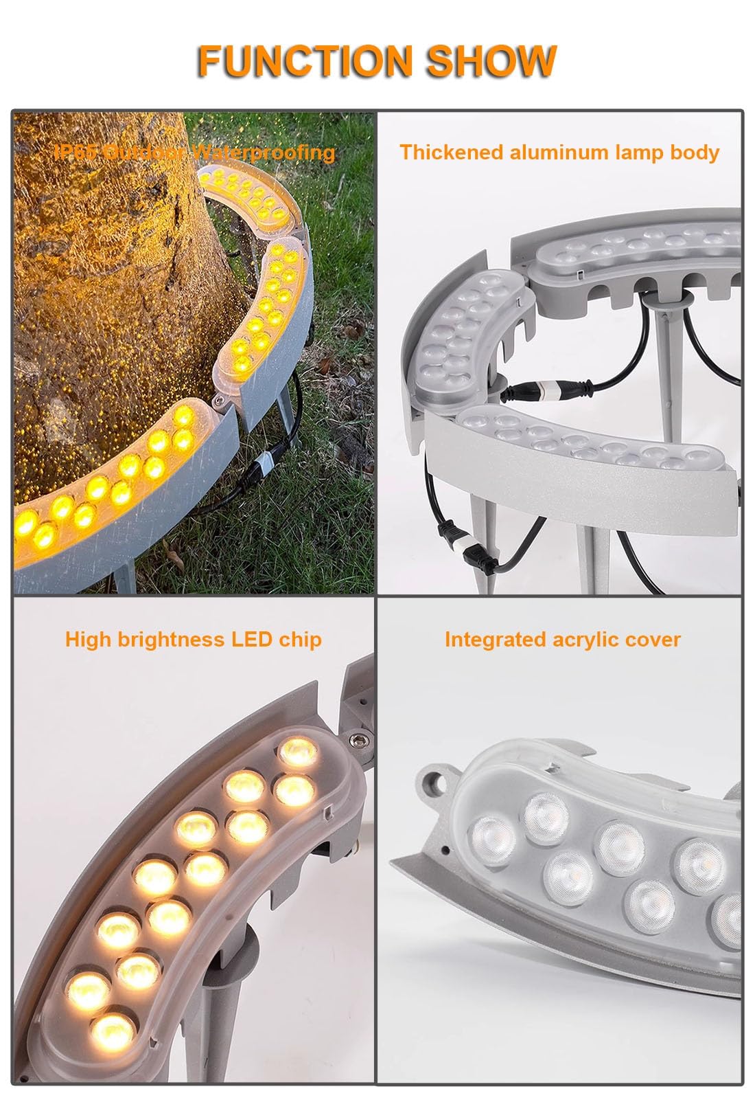 Faretti da giardino a LED a energia solare, per esterni, a bassa tensione, per fioriere e alberi, luce bianca calda, confezione da 6