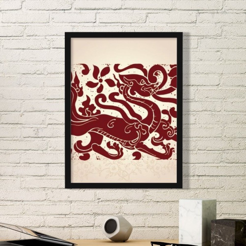 Portrait du dragon animal chinois cadre photo noir pour stickers muraux